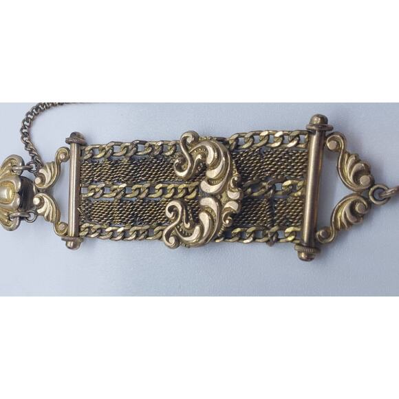 Antique Mesh WATCH FOB 1903 Art Nouveau 12 Kt Gold Plated & Wax Seal Engraveable main image 6